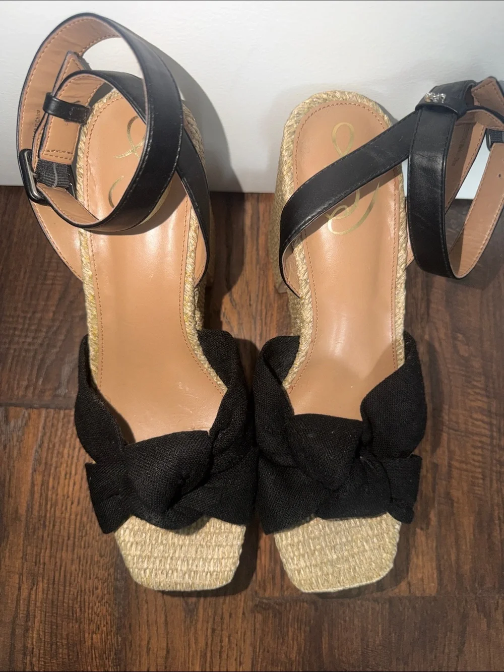 Sam Edelman Black Knotted Espadrille Platform Sandals - Women NWOT